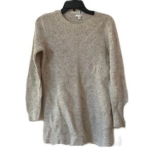 J. Jill Cable Knit Confetti Cream Tunic Sweater Ivory Size Small Braided Coastal